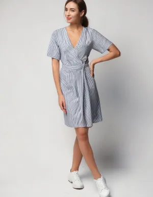 Powder Blue Button-Front Shift Dresses