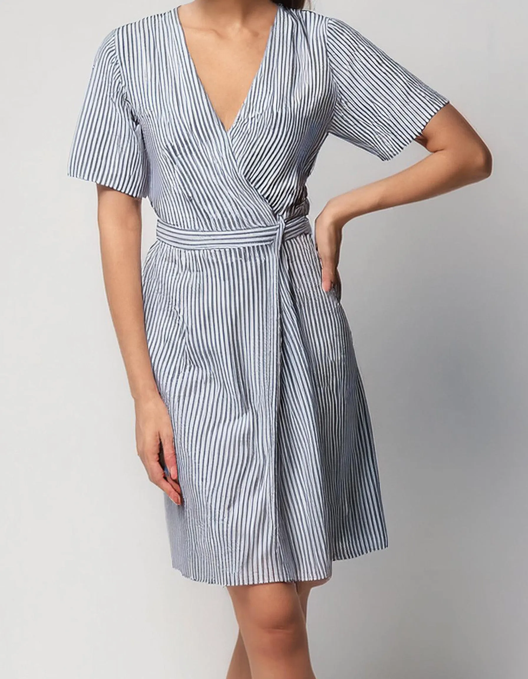 Powder Blue Button-Front Shift Dresses