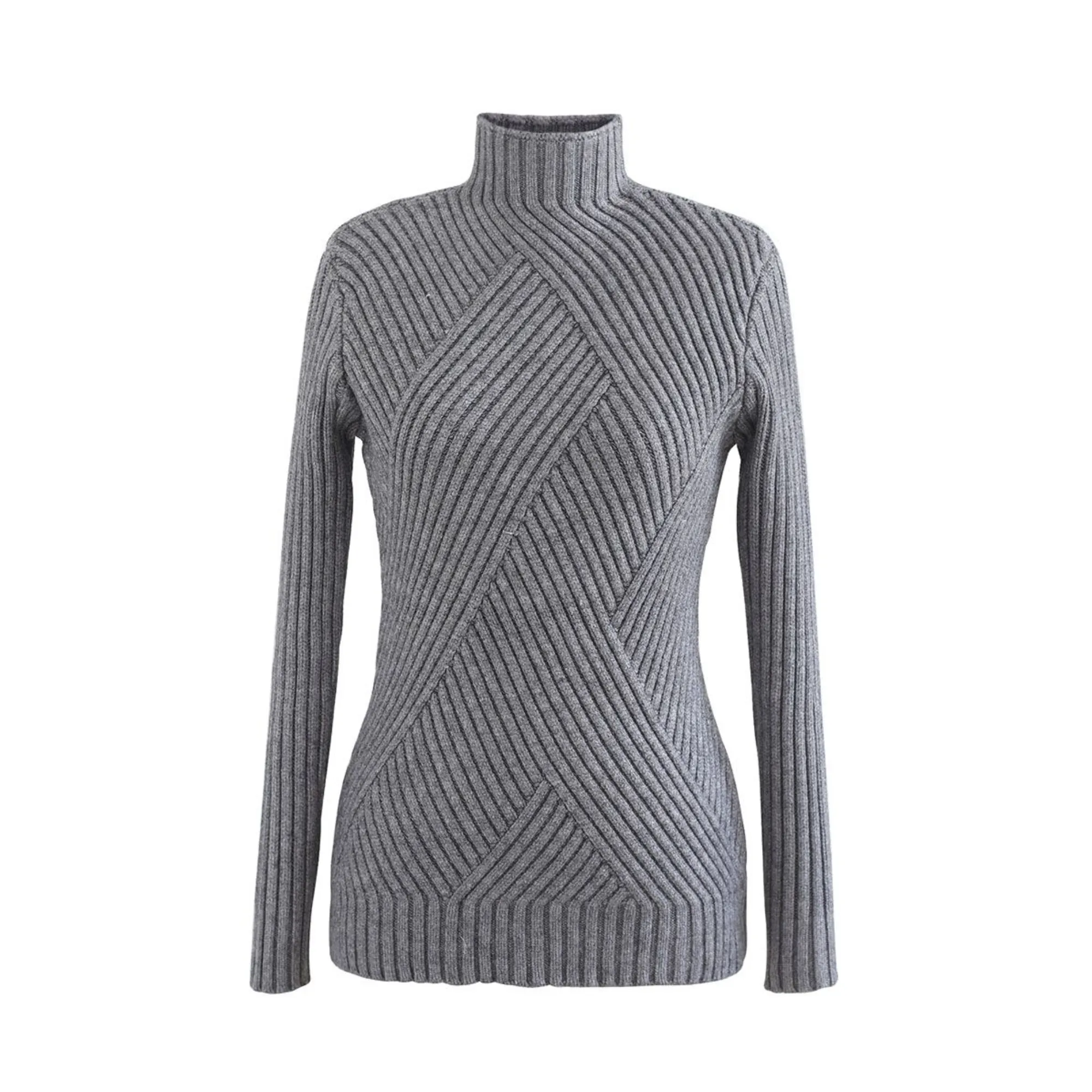 Pre Order:  Ribbed High Collar Knit Sweater