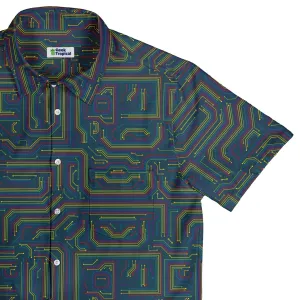 Rainbow Computer Circuit Board Button Up Shirt