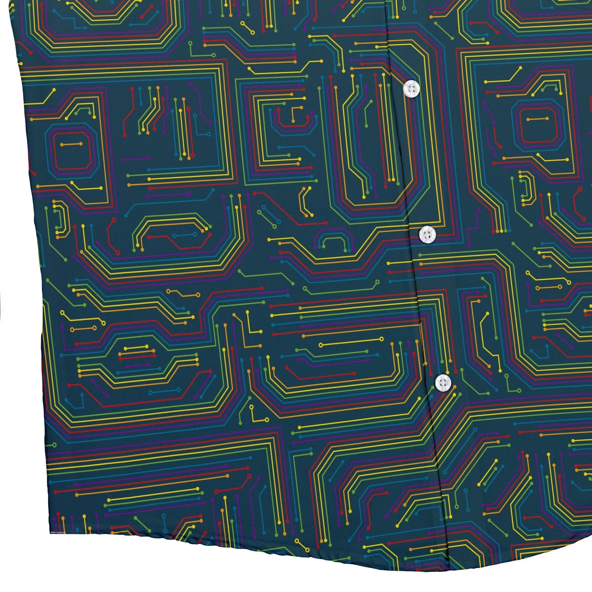 Rainbow Computer Circuit Board Button Up Shirt