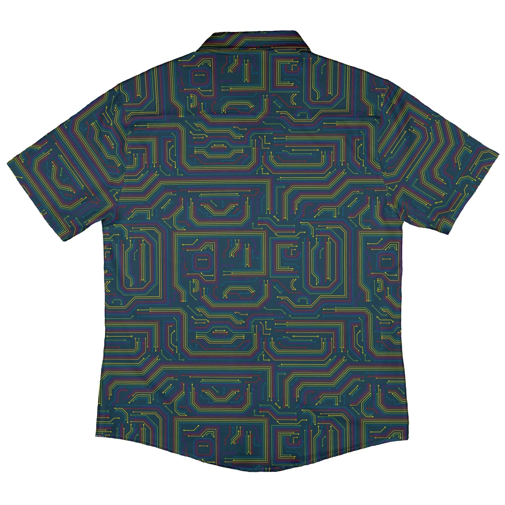 Rainbow Computer Circuit Board Button Up Shirt