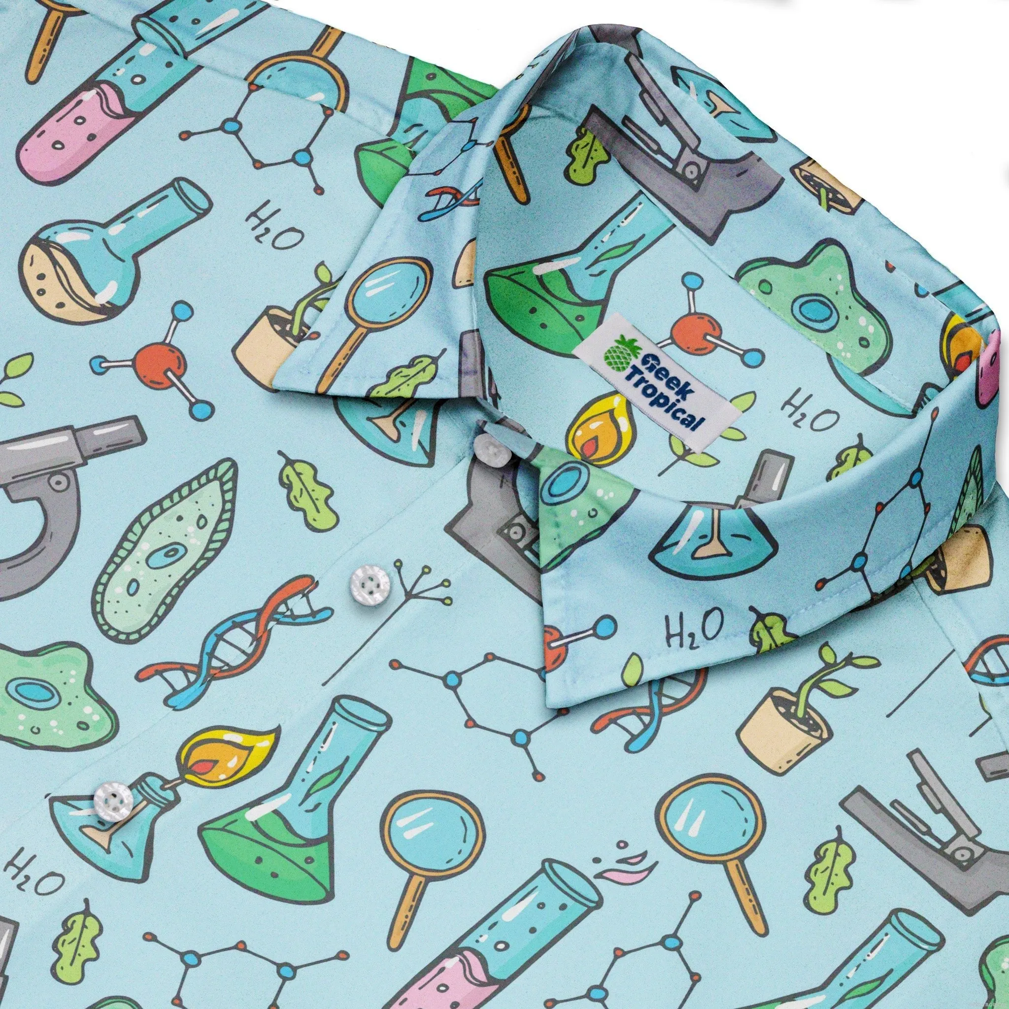 Science Bioengineer Germanation Sky Blue Button Up Shirt