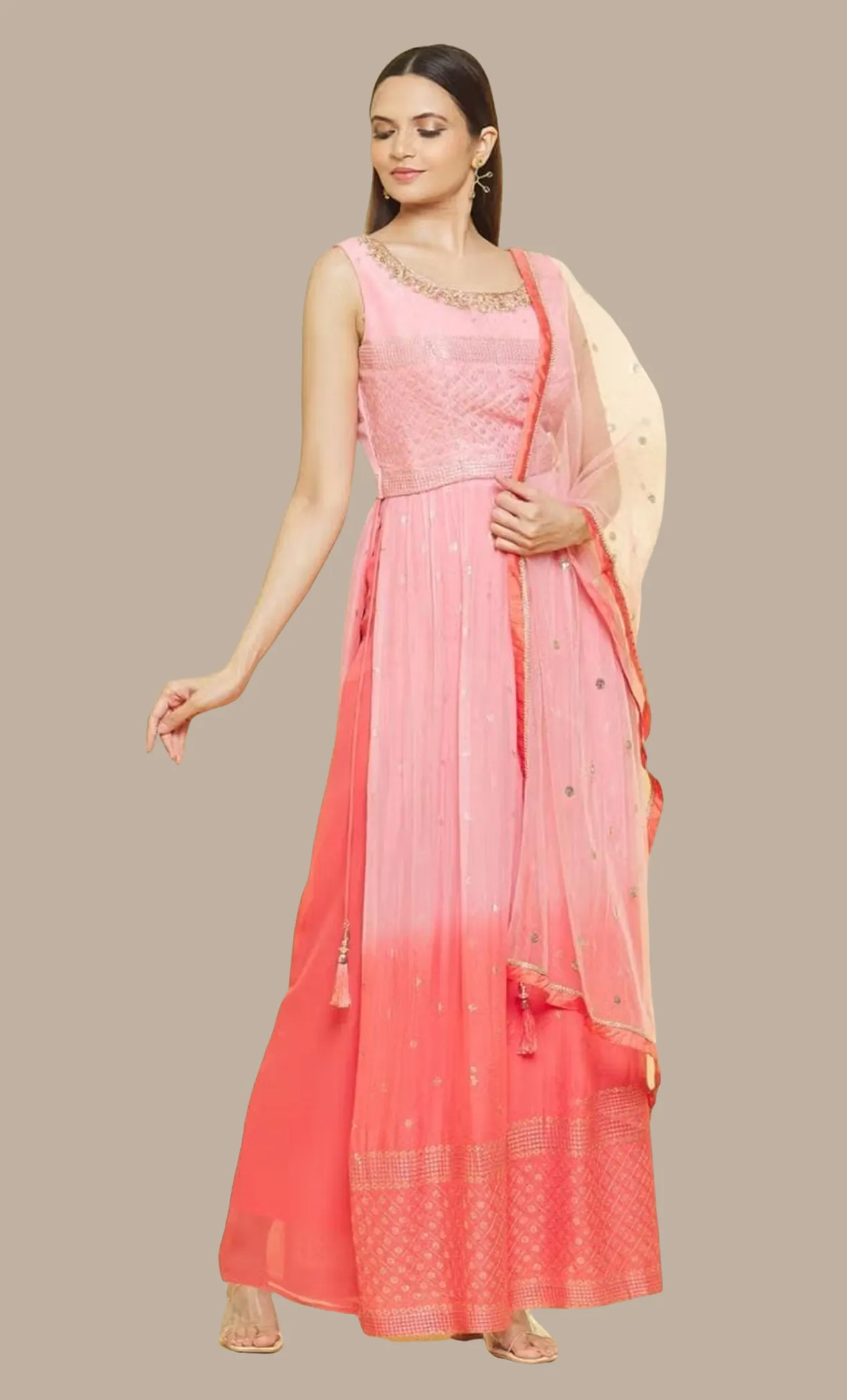 Soft Salmon Pink Embroidered Nyra Set