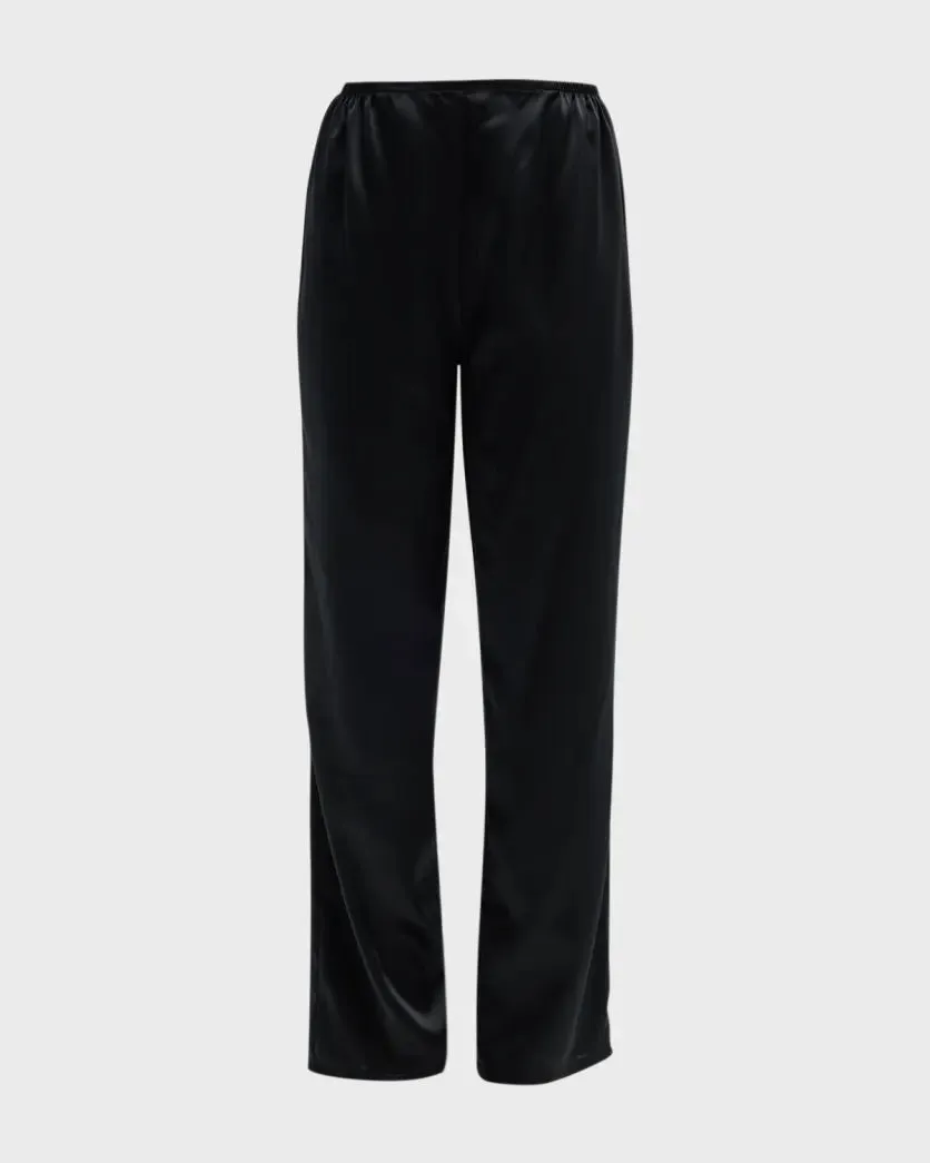 Soft Satin Straight Pant - Black