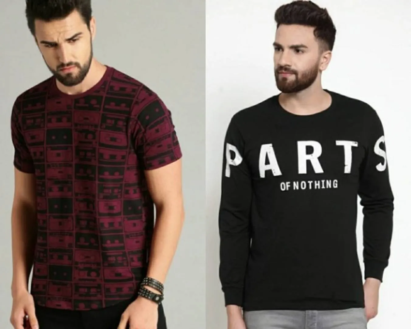 Stylish Multicoloured Cotton Printed Round Neck Tees For Men- Pack Of 2