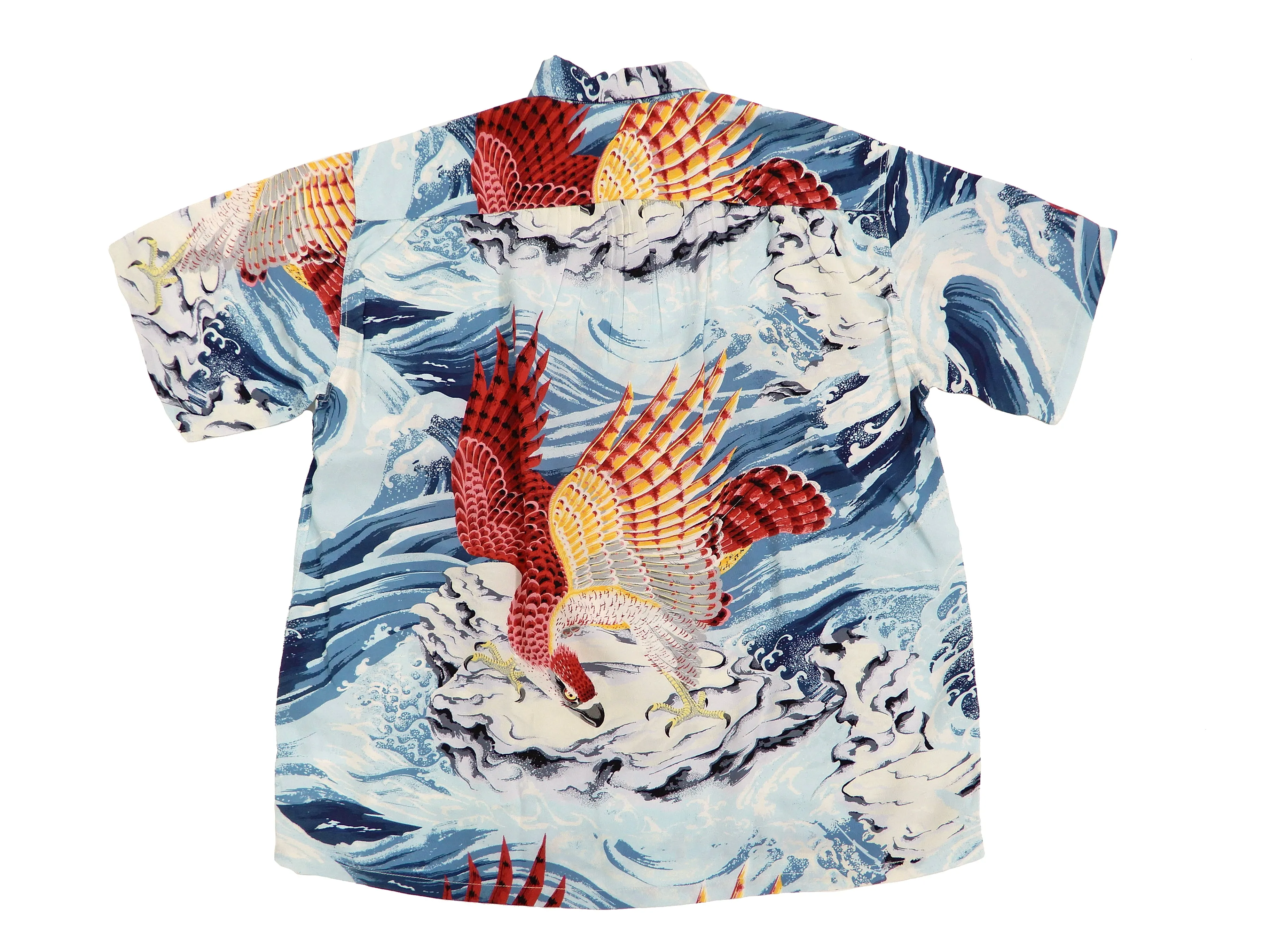 Sun Surf Men's Hawaiian Shirt Musa-Shiya Eagle Short Sleeve Aloha Shirt SS38415 Blue