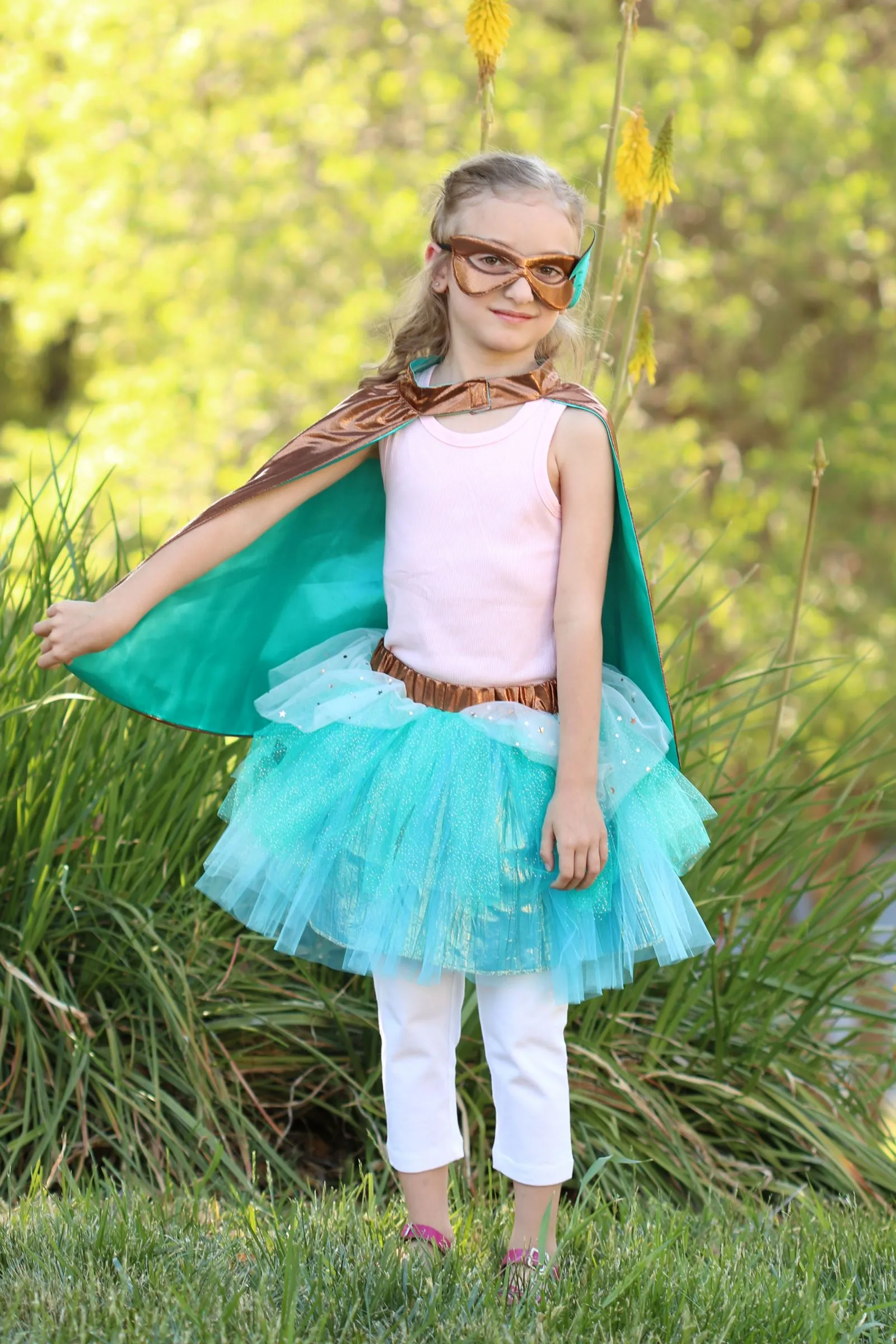 Super-duper Tutu/Cape/Mask | Copper & Teal