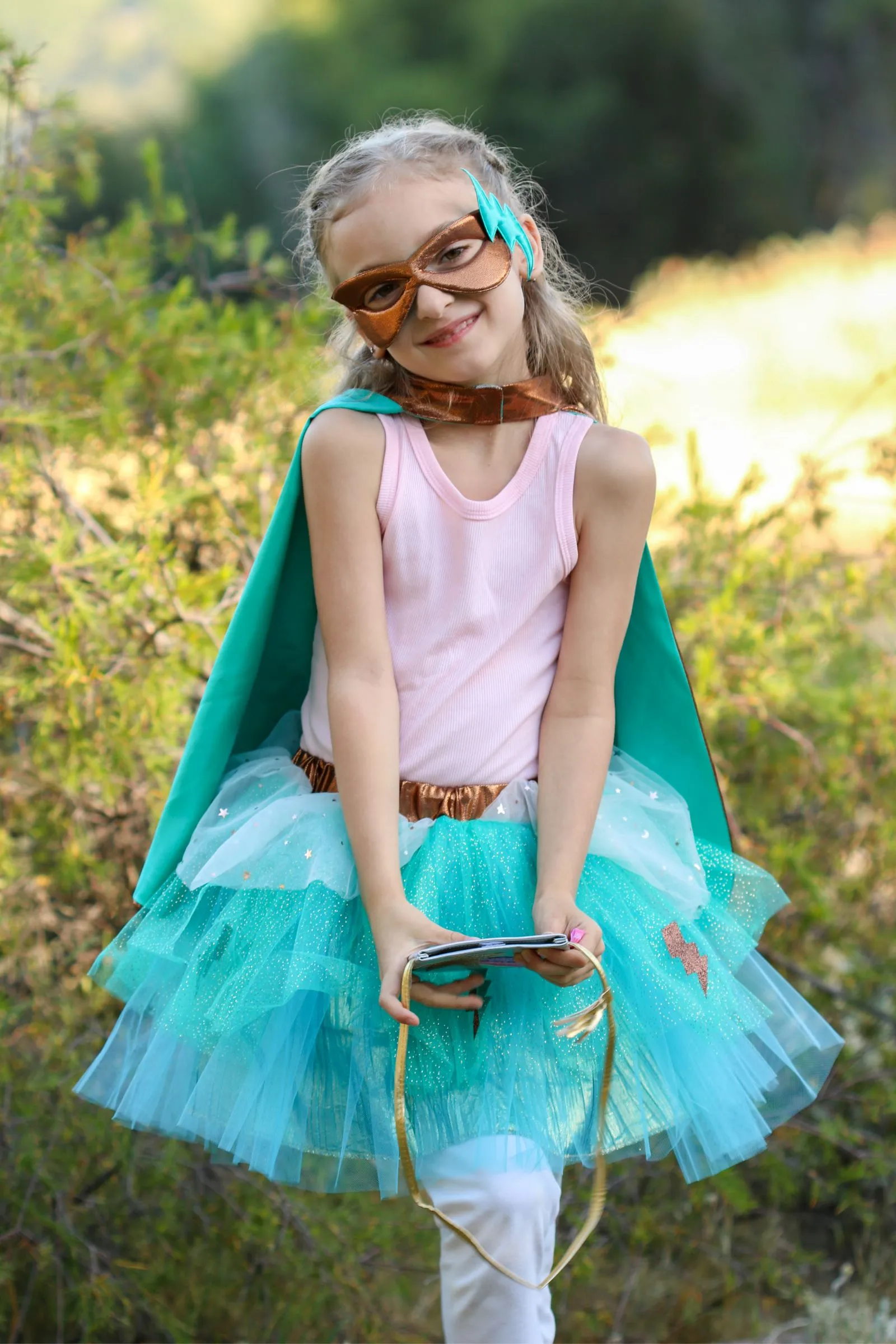 Super-duper Tutu/Cape/Mask | Copper & Teal