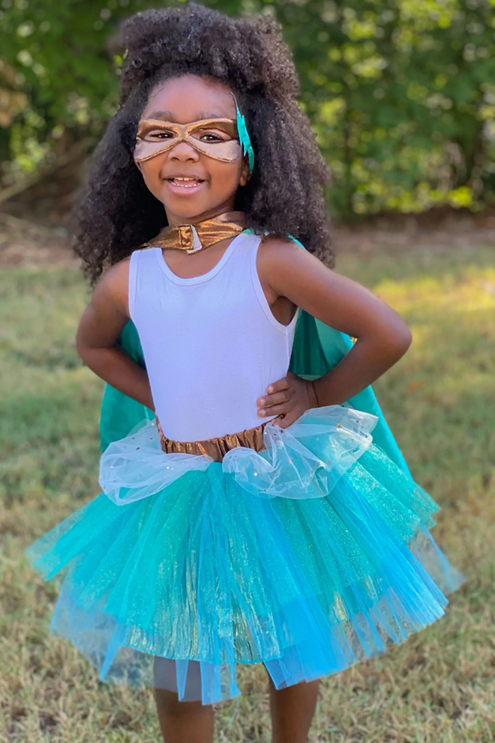 Super-duper Tutu/Cape/Mask | Copper & Teal