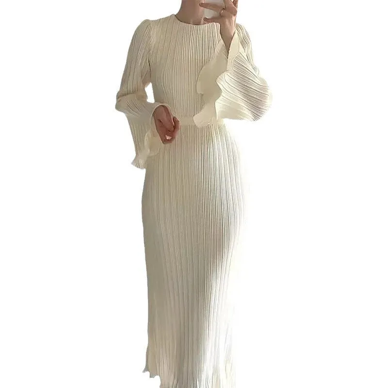 Trumpet sleeved slim long dress