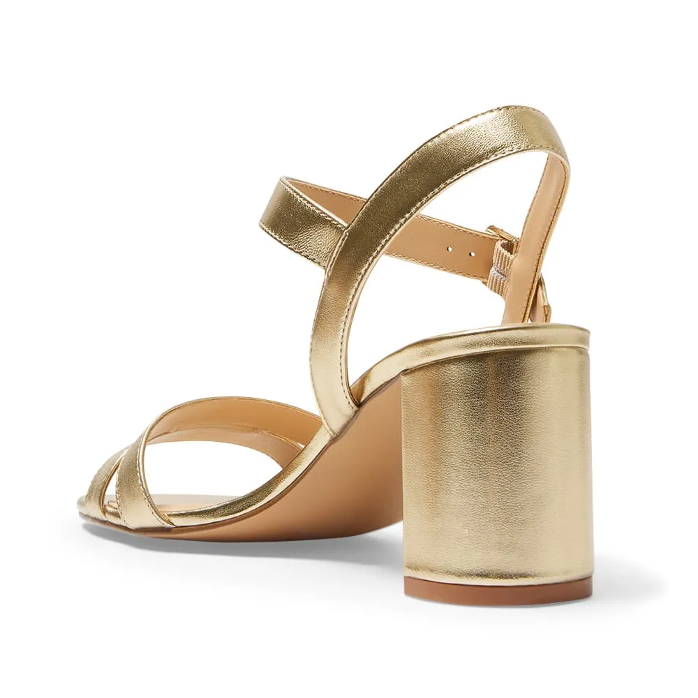 Utopia Heel in Soft Gold Leather