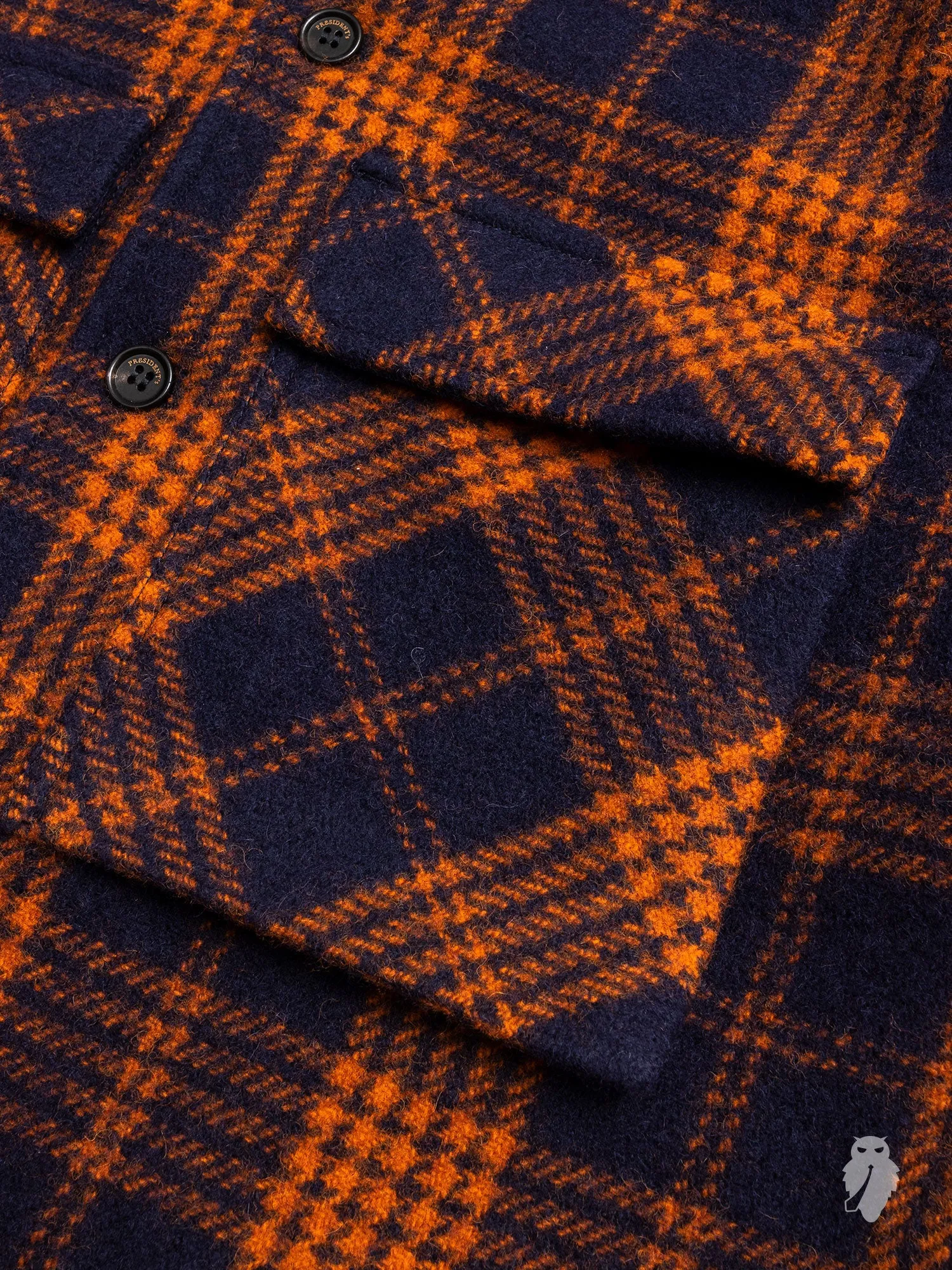 Wool Check Field Jacket in Navy